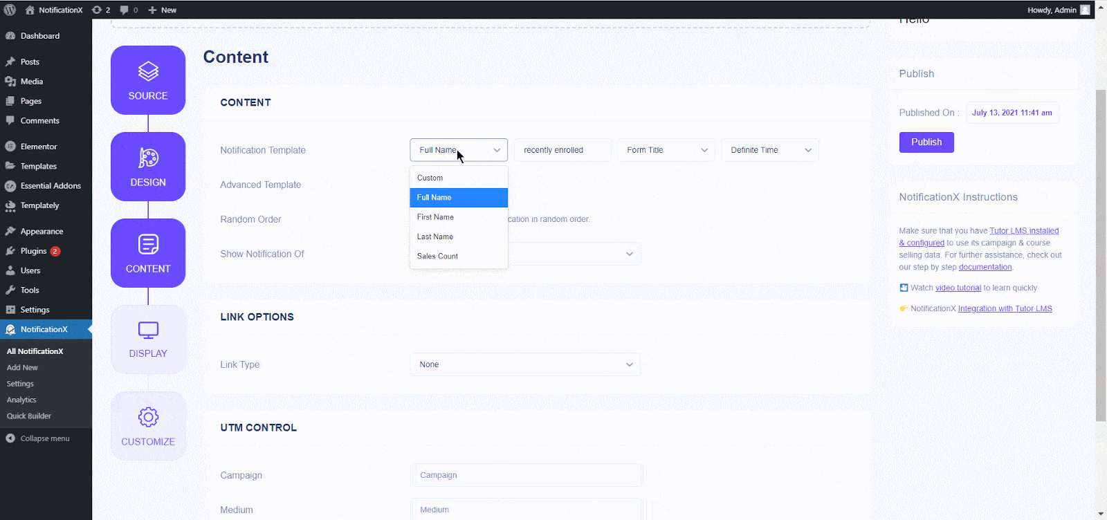 Tutor LMS Course Enrollment With NotificationX