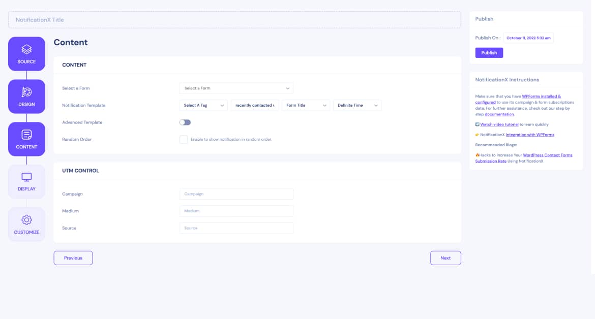 WPForms Subsections Alert Using NotificationX