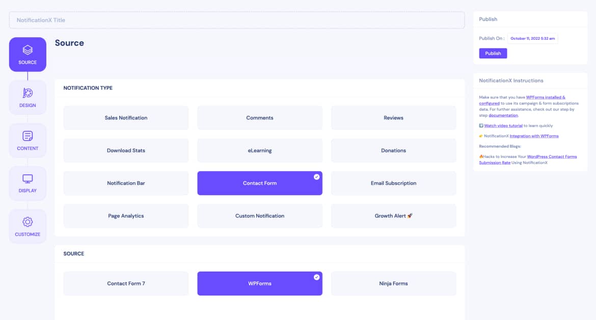 WPForms Subsections Alert Using NotificationX